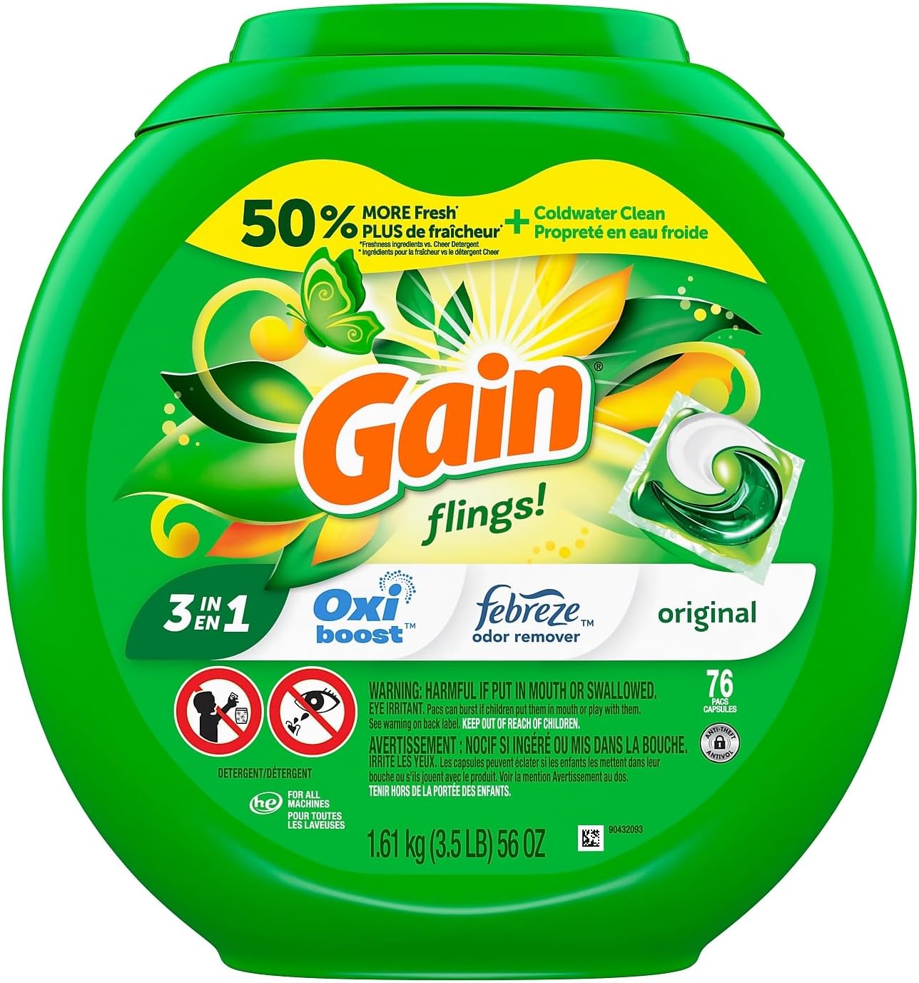 Gain flings! Laundry Detergent Soap Pods, High Efficiency (HE), Original Scent, 81