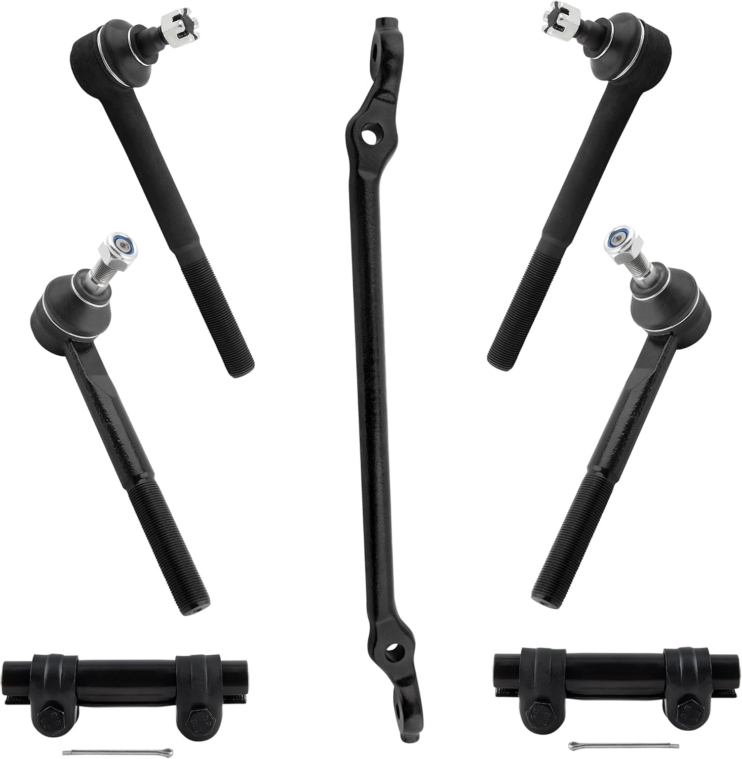 7Pc Steering Kit Inner & Outer Tie Rod Ends Adjusting Sleeves Center Link Fit For Chevrolet C1500 Suburban C2500 Tahoe, For GMC C1500 Suburban C2500 Yukon Replace# DS1406 ES2837 ES2836 ES2004