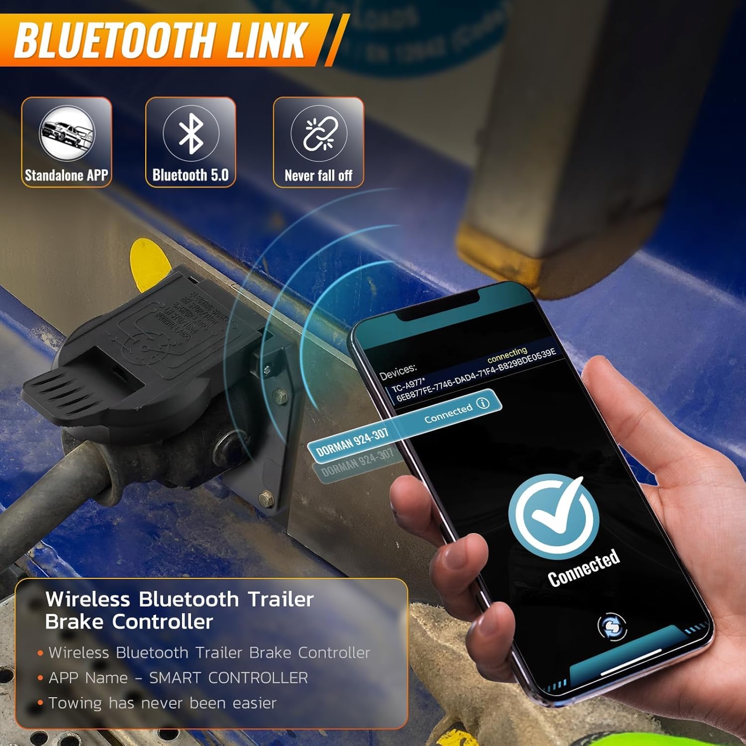 Trailer Brake Controller with Bluetooth Compatible with Cadillac & Chevrolet & GMC 7 Pin Electric Trailer Connector 924-307