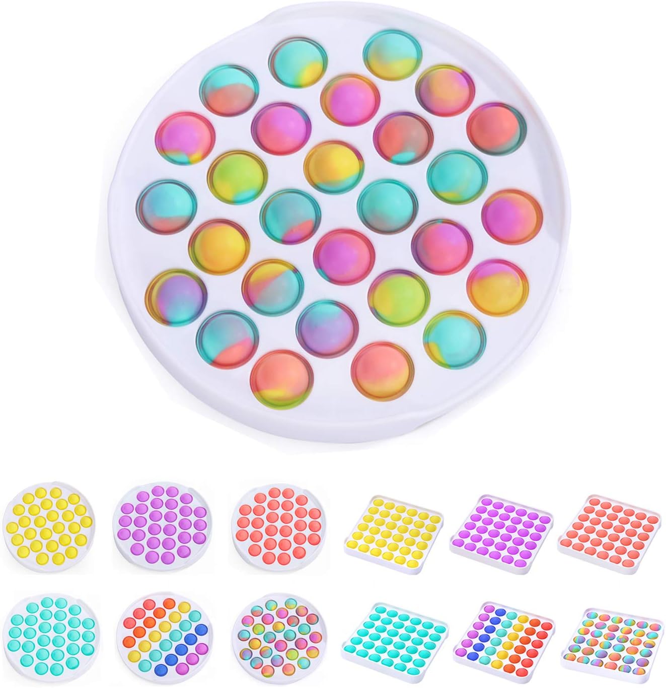 3rd Generation Pop Fidget Toy for Anxiety, Push Pop Pop Bubble Sensory Fidget Toy, Stress Reliever Toy (Round – Tie Dye, 1PC)