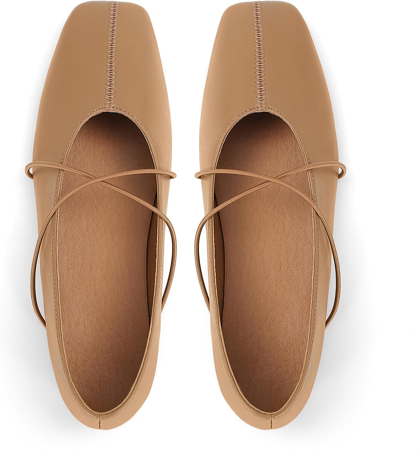 Women’s Square Toe Ballet Flats Criss Cross Strap Mary Jane Shoes Slip On Comfortable Flats for Office Work Casual