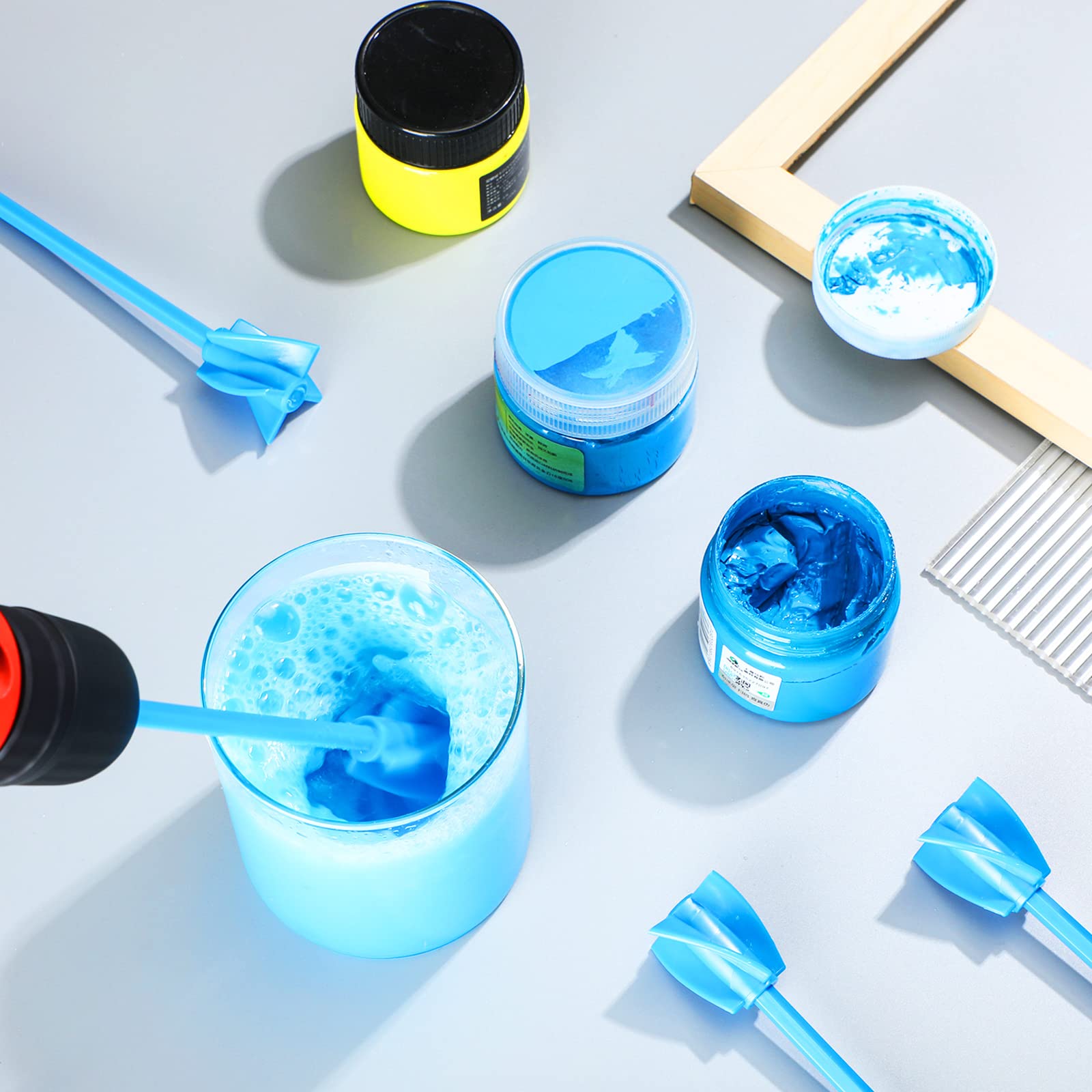 12 piezas de accesorios mezcladores epoxi para taladro helix mezclador de pintura reutilizable mezclador de resina agitadores de pintura accesorio de taladro para taladro mezclador de resina para