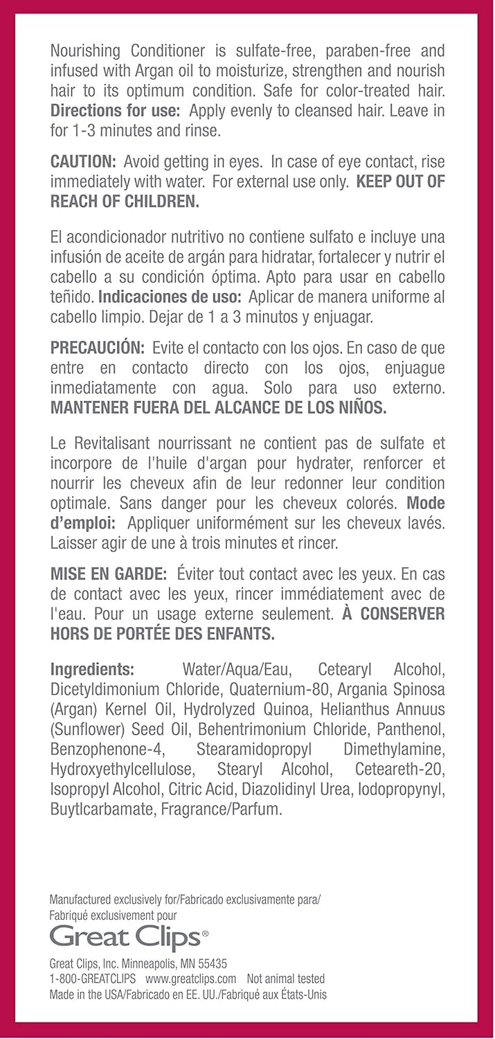 GREAT CLIPS Solutions Nourishing Conditioner | Argan Oil | Sulfate and Paraben Free | Hydrates and Repairs Hair | Safe for Colored-Treated Hair (32oz)