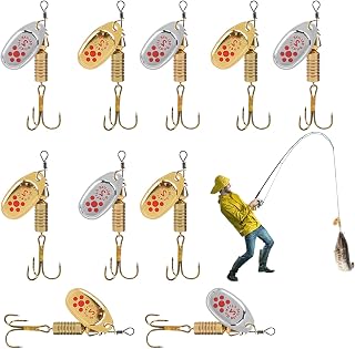 Carnada Giratoria de | Señuelos Metálicos de Giratorios,10 Piezas Equipo de con Anzuelos Alta Reflexión para Deportes Acuáticos en Ríos Lagos Embalses