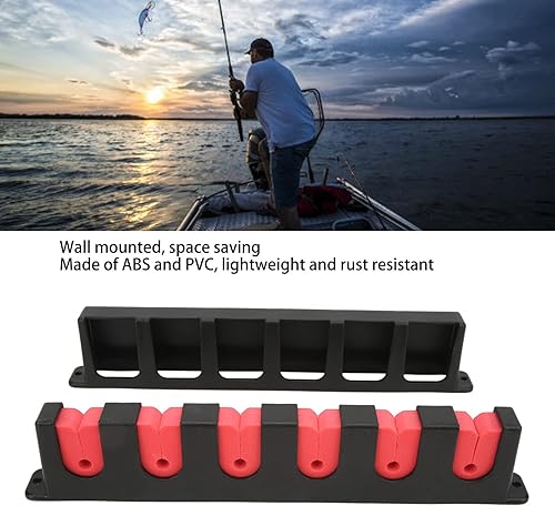 Miniatura 3 de Soporte horizontal para caña de pescar, montaje en la pared, material de PVC ABS, soporte de pared para el hogar