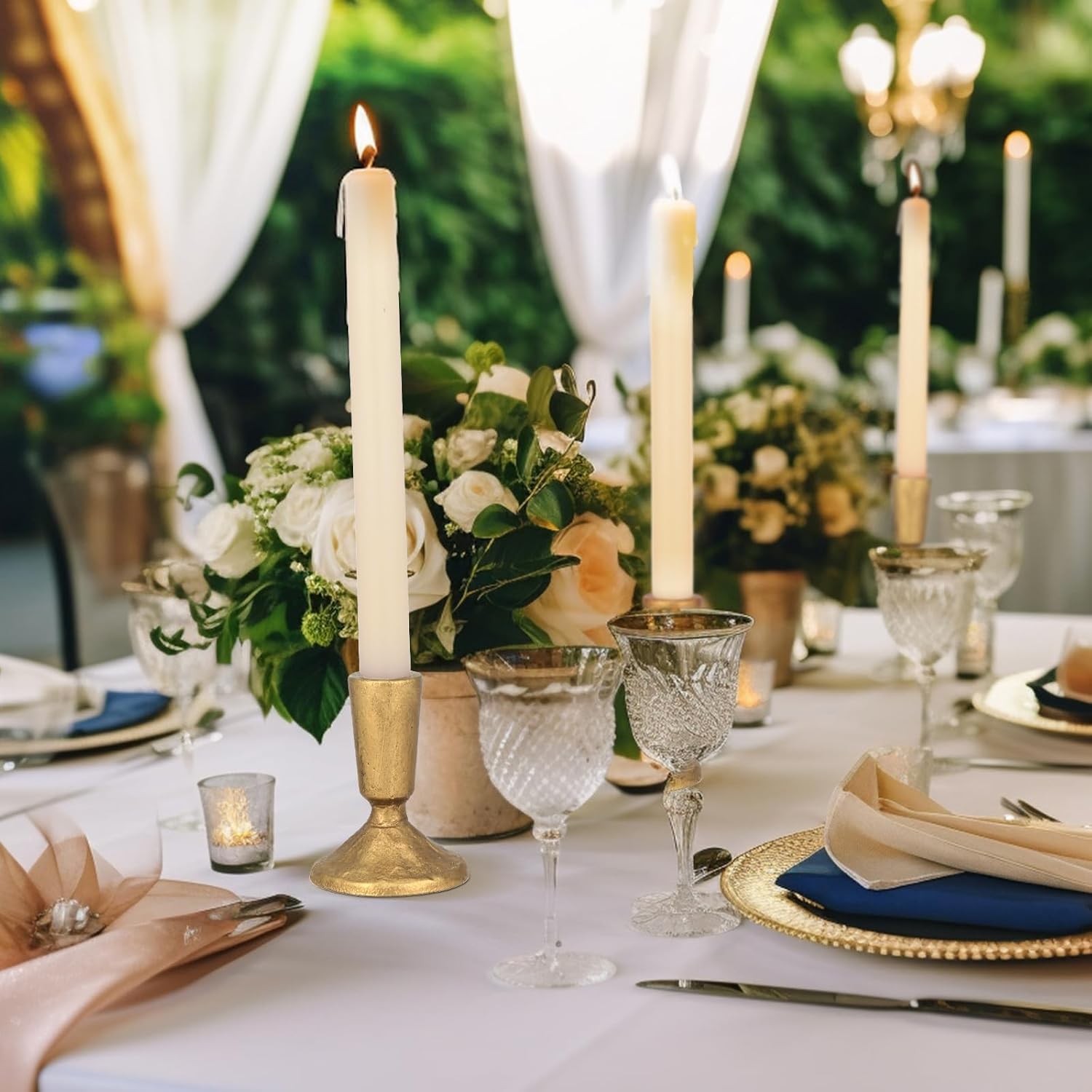 Iron Taper Candle Holder Set of 2, Heavy Candle Stick Holders Gold Candle Holders for Table Centerpiece, Weddings, Mantel and Party Decor - Image 8