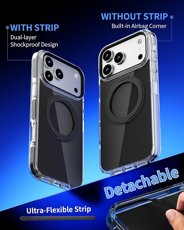 KUPEKIS Magnetic for iPhone 17 Pro Case 360° Spin Stand Compatible with MagSafe, Military-Grade Protection,Non-Yellowing, Clear Scratch-Resistant Back Cover for 17 Pro 6.3'', Black by KUPEKIS - Used condition - Image 2