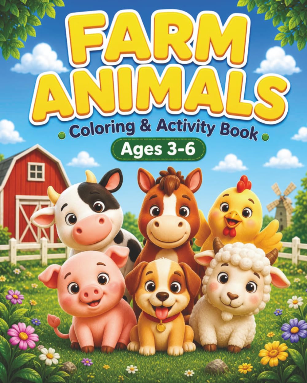 Farm Animals Coloring & Activity Book for Ages 3–6