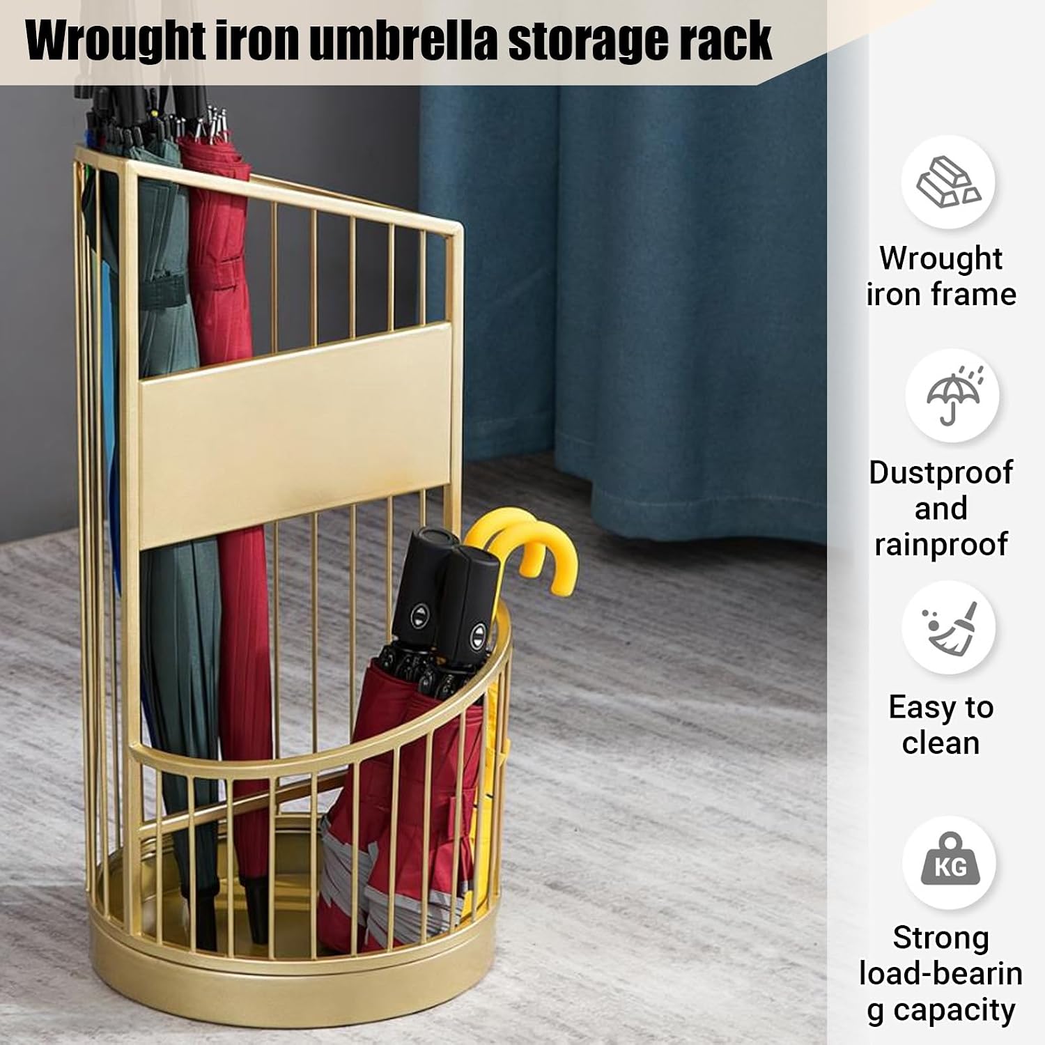 Heavy Duty Metal Umbrella Stand with Storage Shelf, Holds 8-16 Umbrellas for Indoor Entryway Organization