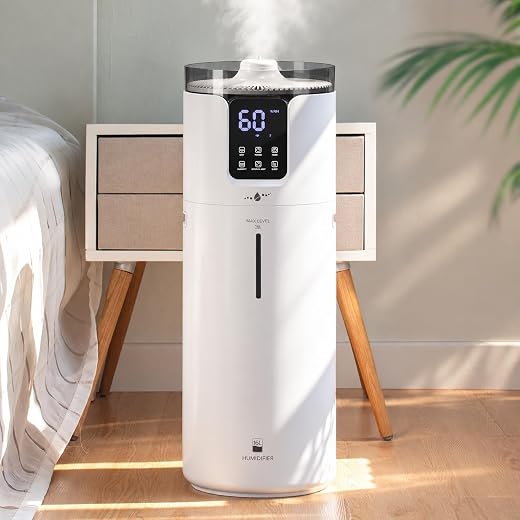 Humidifier large room 16L/4.2Gal - Lacidoll Whole house Humidifier for Home1500 sq.ft. Ultrasonic Cool Mist Humidifiers for Bedroom with Extension Tube & Aroma Box & Night light, White