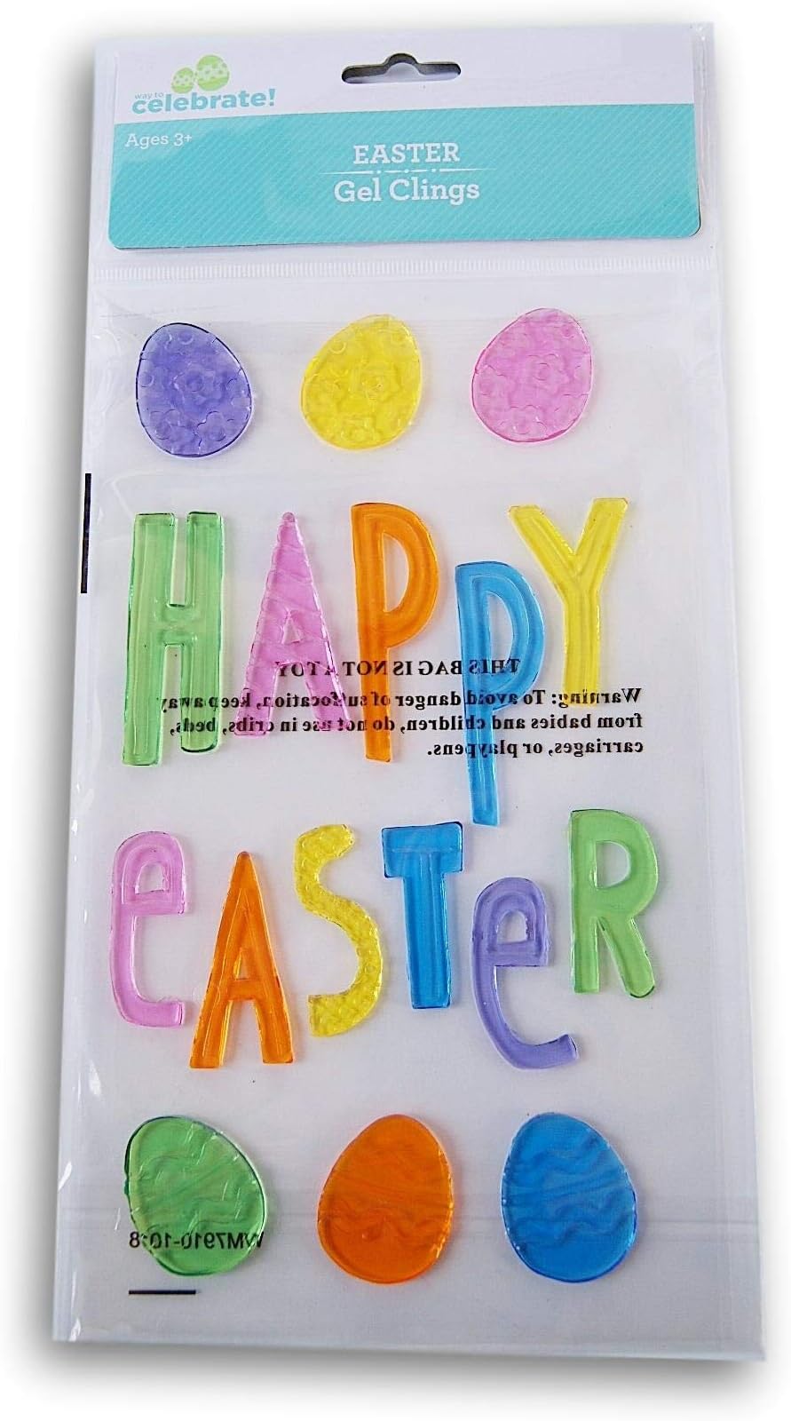 Holiday Decor Spring Themed Happy Easter Gel Window Clings - 17 Piece