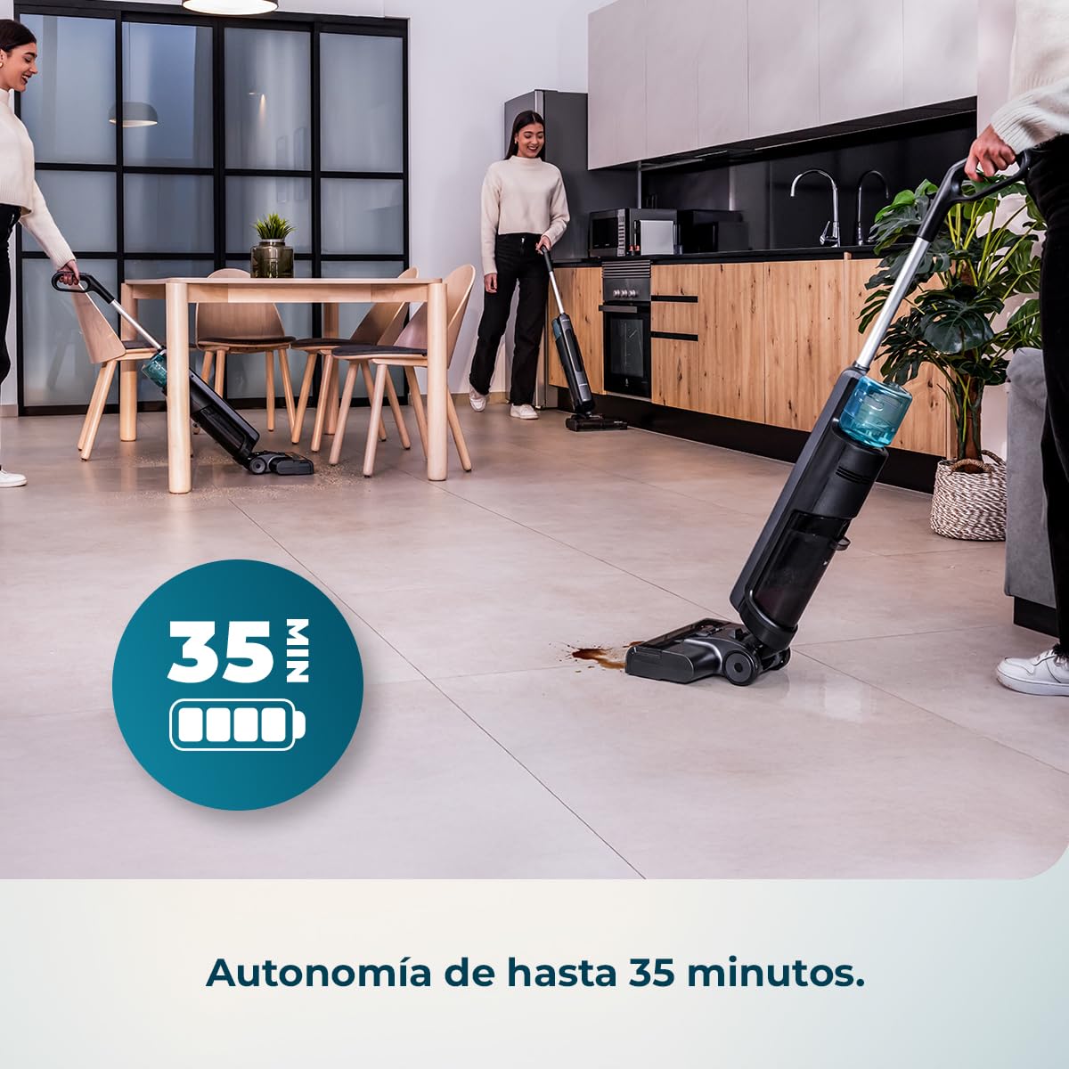 Cecotec Fregona Eléctrica Friega y Aspira Simultáneamente Freego S10 Nova. Limpieza Rápida y Profunda, Sólidos y Líquidos, 3 Modos, Motor Digital, Base de Autolimpieza, Autonomía 35mins