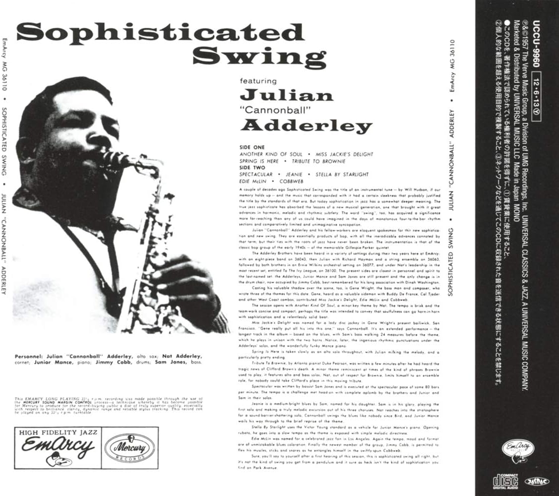 ''CANNONBALL'' ADDERLEY CANNONBALL ADDERLEY - Sophisticated Swing - Disque CD