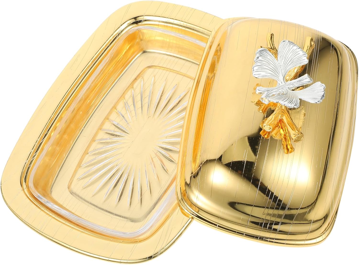 European Style Butter Dish with Lid Iron Material Butter Holder and Snack Tray Rectangular Container for Kitchen and Home Use Reusable and Practical Serving Plate