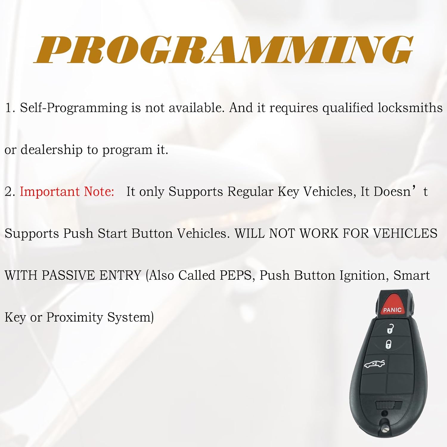 SUPALAND Key Fob FOBIK Keyless Entry Remote Control Replacement Fits for Dodge Dart 2012 2013 2014 2015 2016 2017 M3N32297100 56046771AA 4Button Keyed Ignition