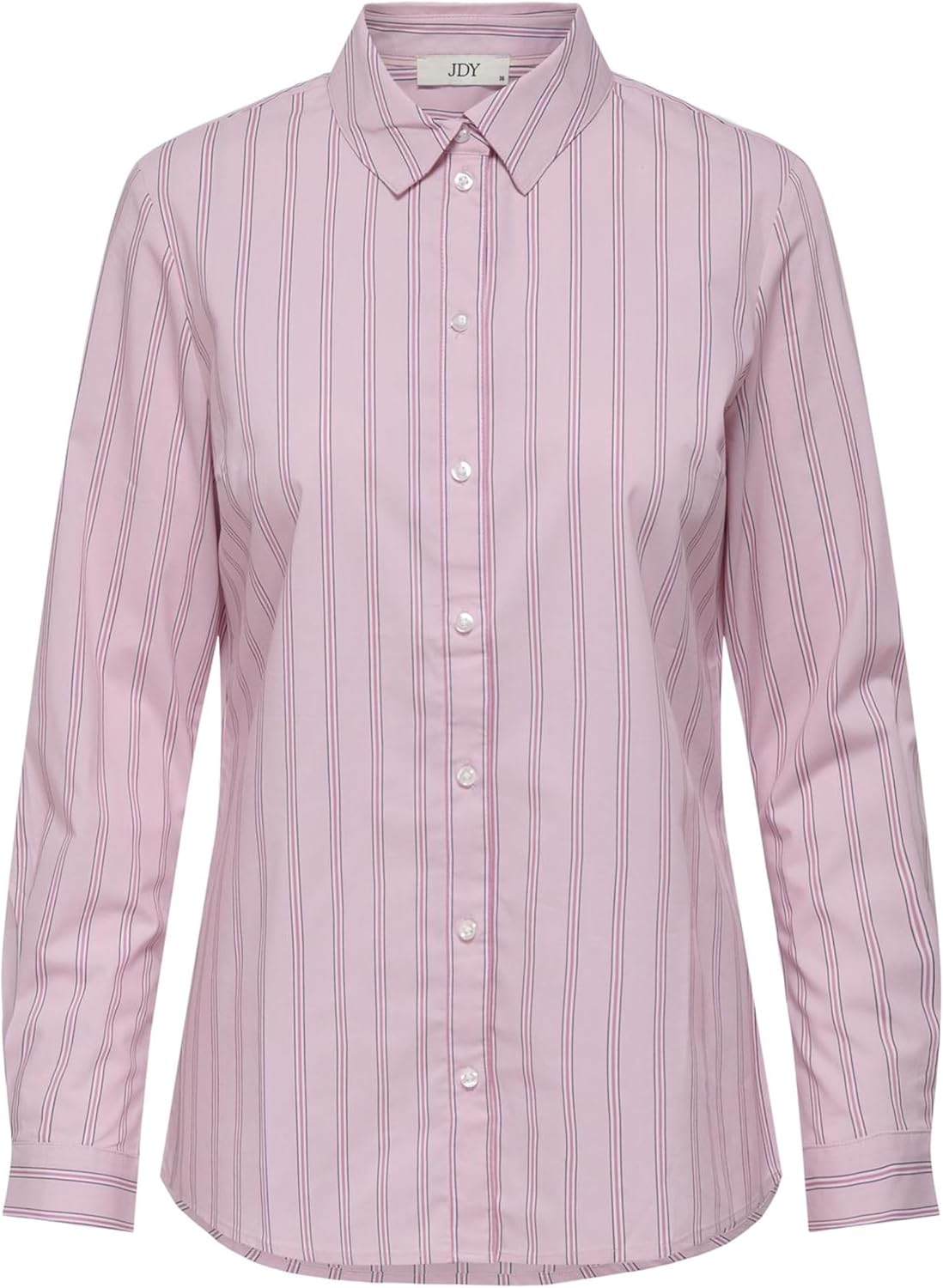JDY MIO L/S WVN NOOS Shirt, Shocking Pink/Stripes: kleine witte strepen, 44