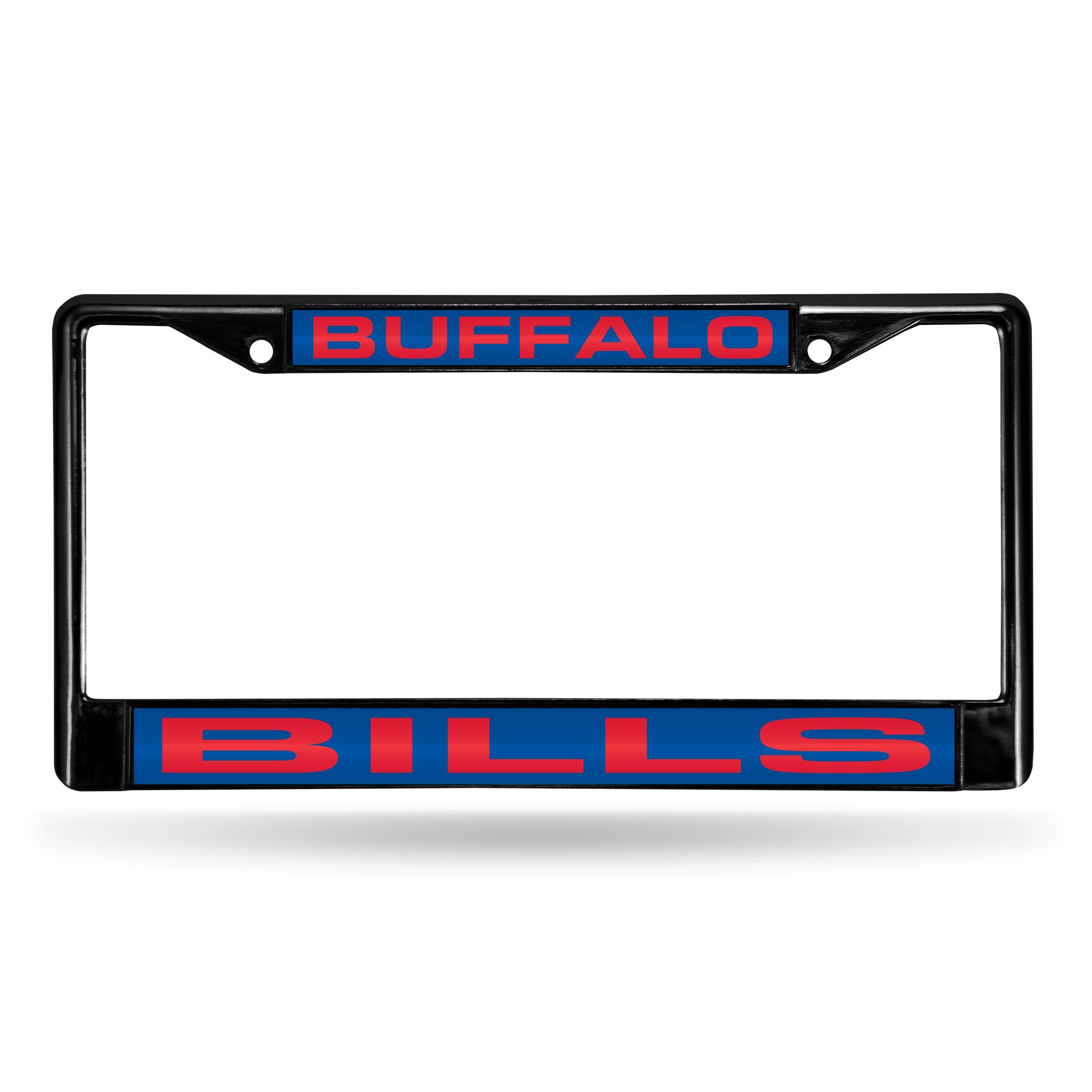 Rico Industries NFL Buffalo Bills Laser Cut Inlaid Standard Chrome License Plate Frame, 6" x 12.25", Black