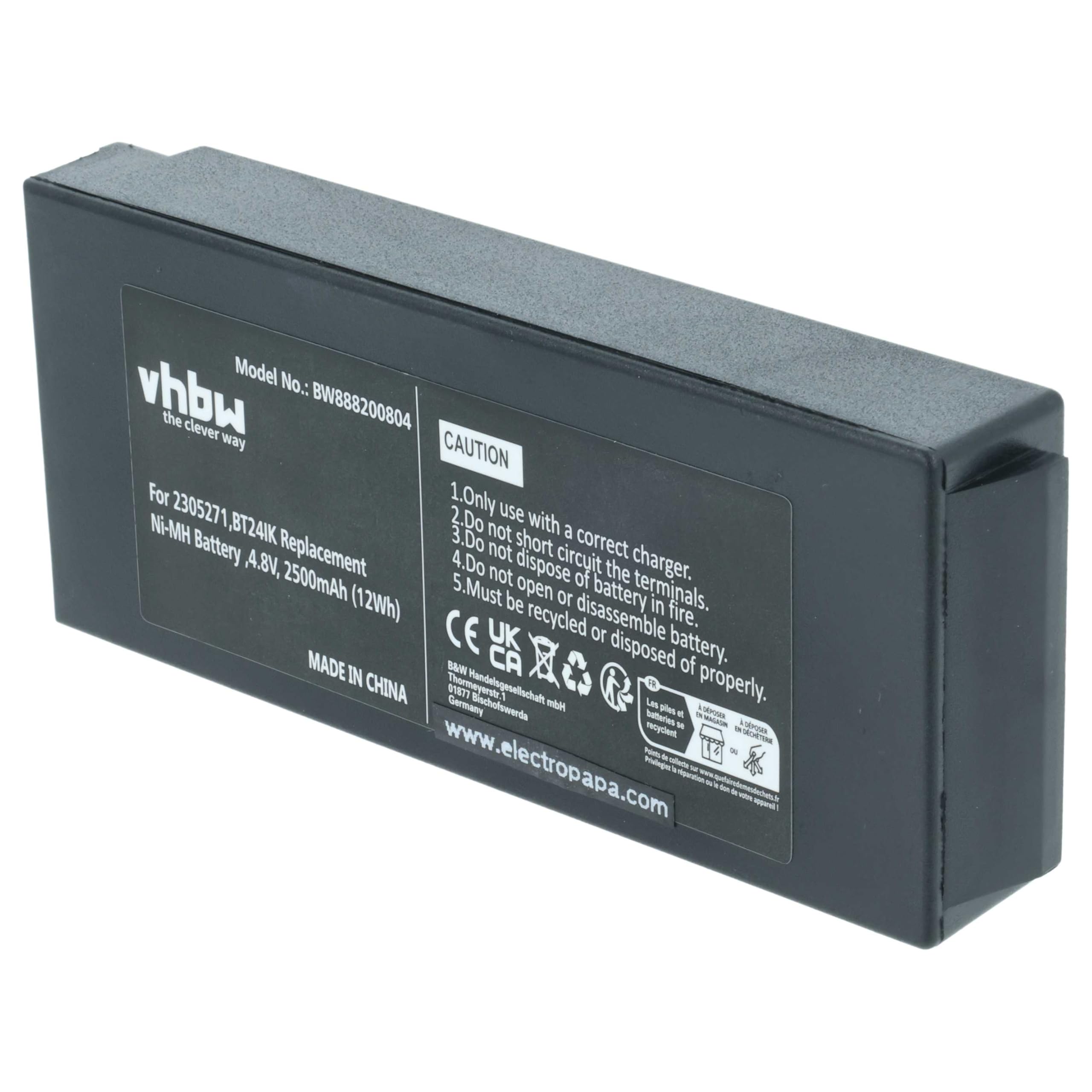 vhbw 2X batería reemplaza Ikusi BT24IK, BT20K, 2305271 para Mando a Distancia Industrial (2500 mAh, 4,8 V, NiMH) - Negro