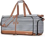 Lekesky Foldable Travel Duffle Bag for Women, 80L Large Duffel Bag with Shoes Compartment and Straps, Overnight Bag Carry On Weekender Bags for Women, Hospital, Overnight, Travel Bag (Blue Stripes)