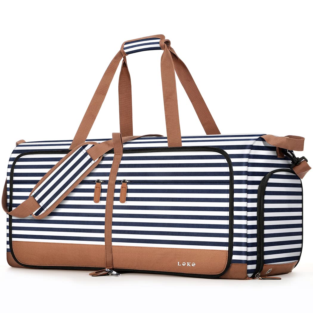 Lekesky Foldable Travel Duffle Bag for Women 80L Large Duffel Bag with Separate Shoes Compartments Straps Carry On