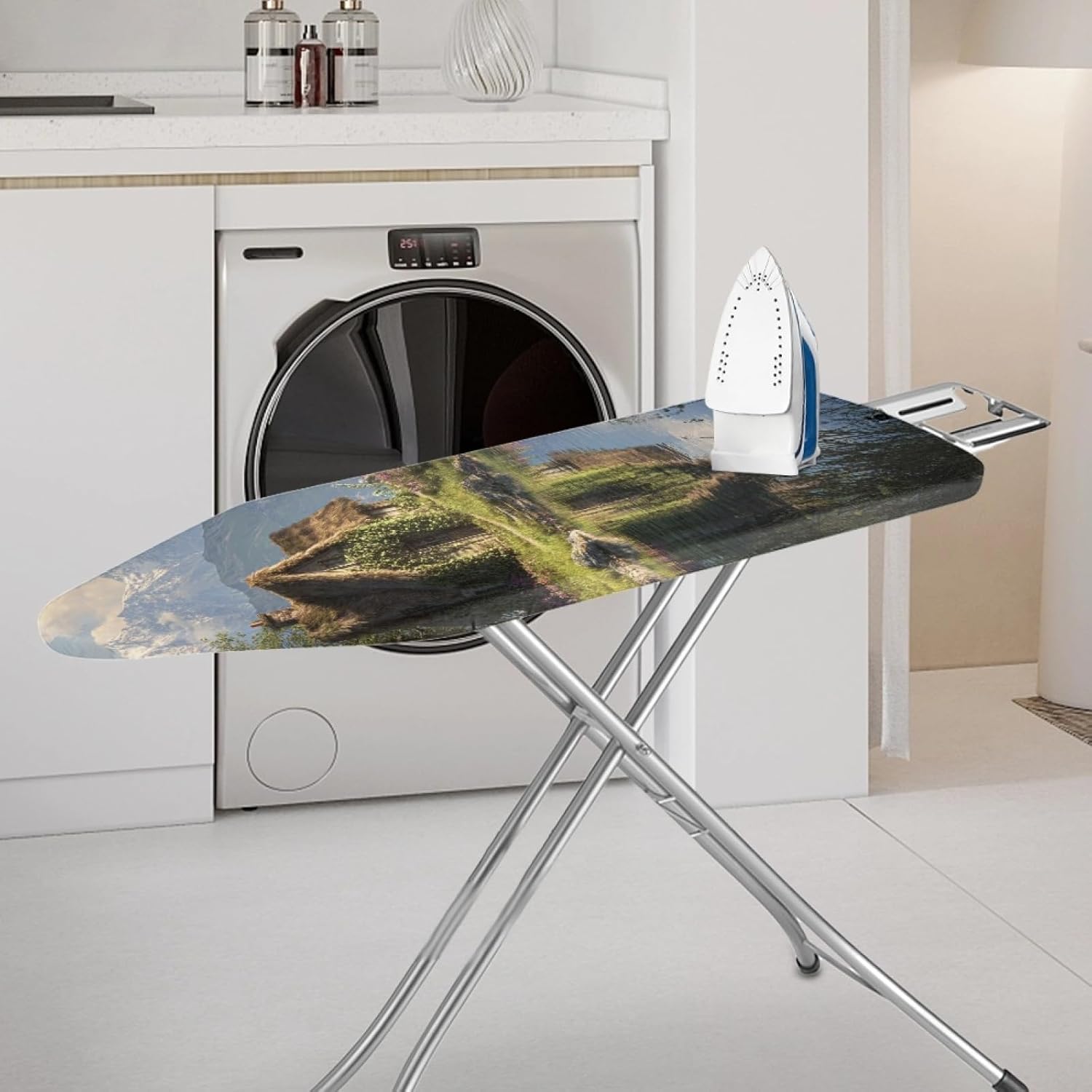 Padded Ironing Board Covers 18 X 49 Thatched Cottage Ironing Board Pad and Cover Thick Replacement Drawstring Tightening & Lock, Easy Fit, Scorch & Stain Resistant, Non Slip