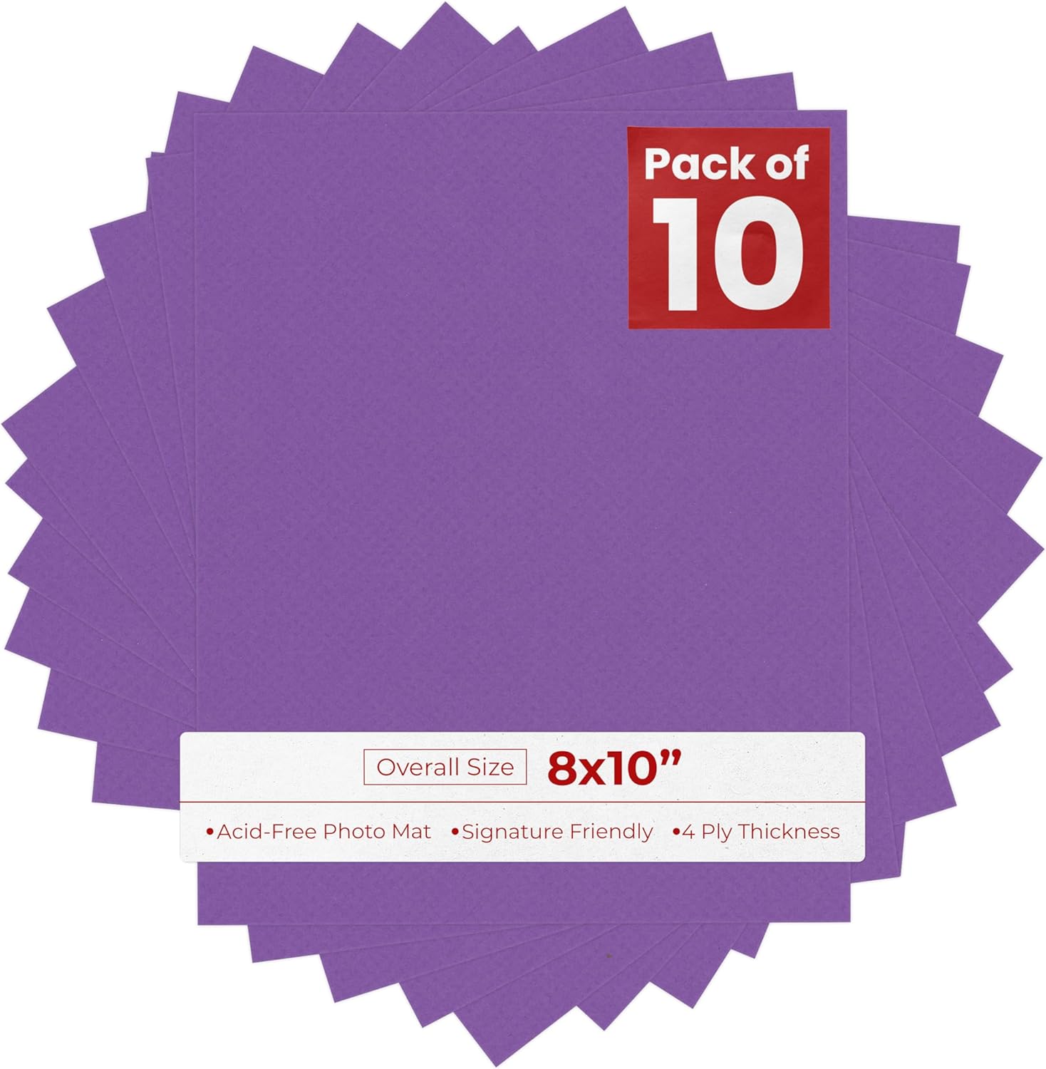 Purple 8x10 Backing Board - Uncut Photo Mat Board (10-Sheets)