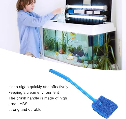 Miniatura 2 de Raspador de algas para acuario, limpiador de cepillo de esponja de doble cara, limpiador de esponja de mango largo para tanque de peces con agujeros