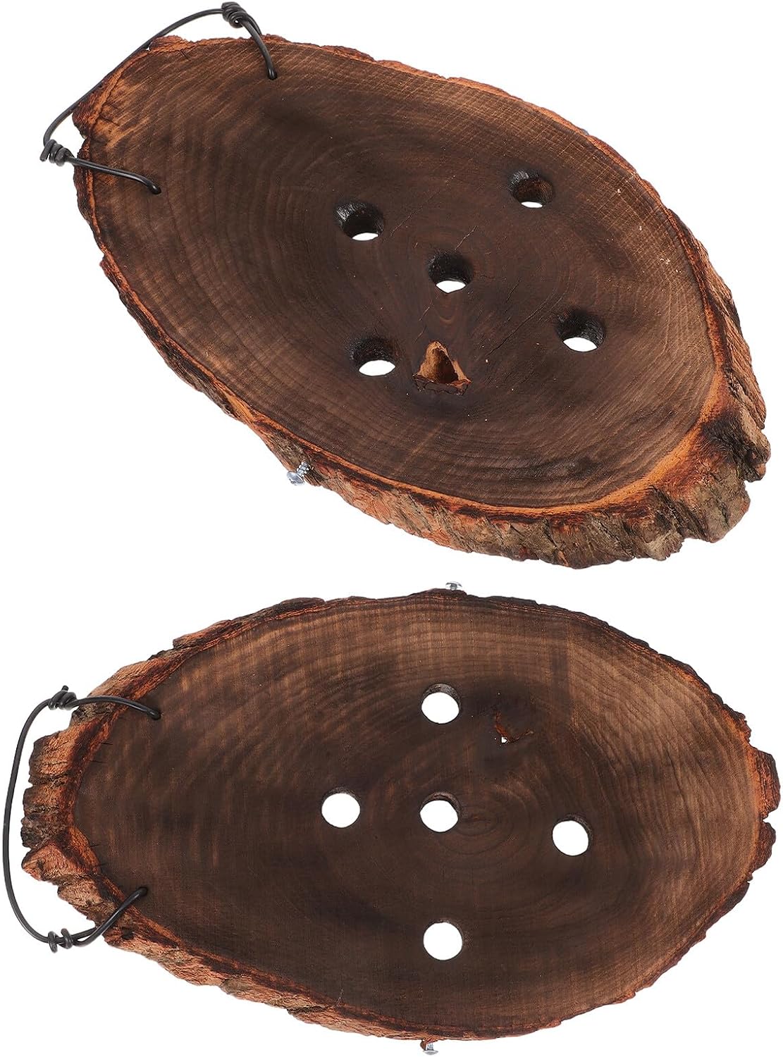 TEHAUX Wood Wall Plant Holder Hanging Planter Board for Ferns and Orchids, Oval 15x30cm 2pcs, Vertical Indoor Garden Mount for Living Wall Display