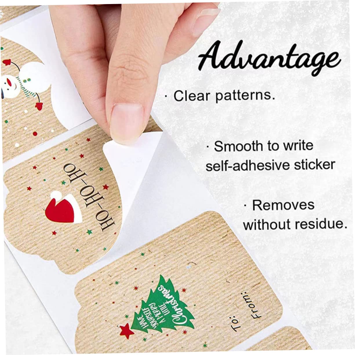 Housoutil 3 Adesivi Natale Carta Kraft Autoadesivi Rettangolari per Regali e Decorazioni Festive Etichette Natalizie Self Adhesive per Biglietti e Confezioni