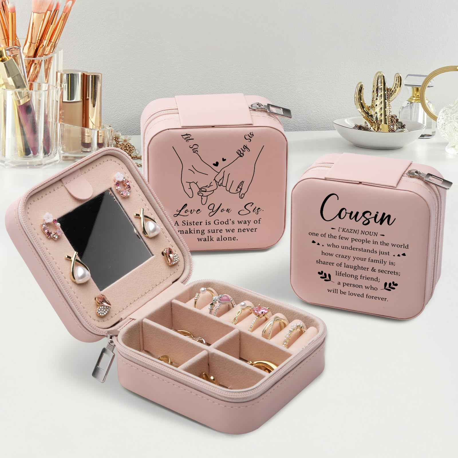 Cousin Gifts for Women Jewelry Box, Cousin Birthday Gifts For Cousins Female, Best Cousins Graduation Wedding Gift for Women Jewelry Case