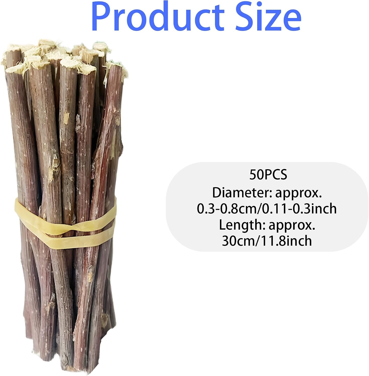 50PCS 12 Inch Natural Wood Log Sticks, Wood Craft Sticks for DIY Crafting Photo Props School Project Card Making Home Decor, 0.12-0.3 Inch Diameter