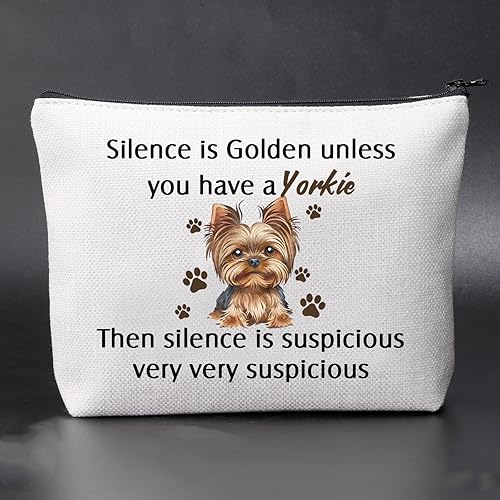 Miniatura 2 de Bolsa de cosméticos divertida para amantes de los perros, dueño de perros para mascotas, bolsa de maquillaje de mamá, el silencio es dorado a menos