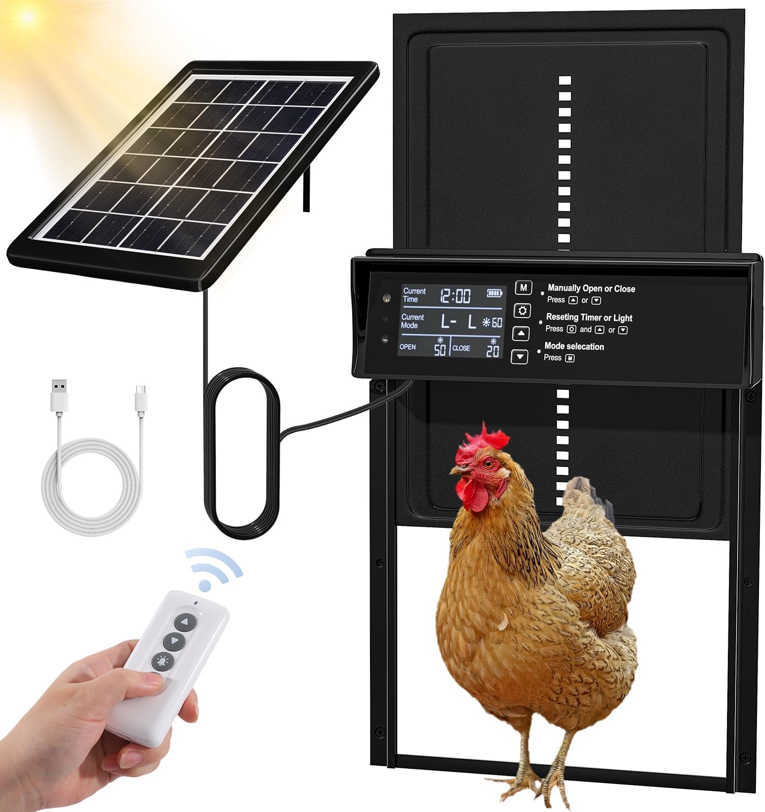 Automatic Chicken Coop Door Solar Powered,Upgrade App