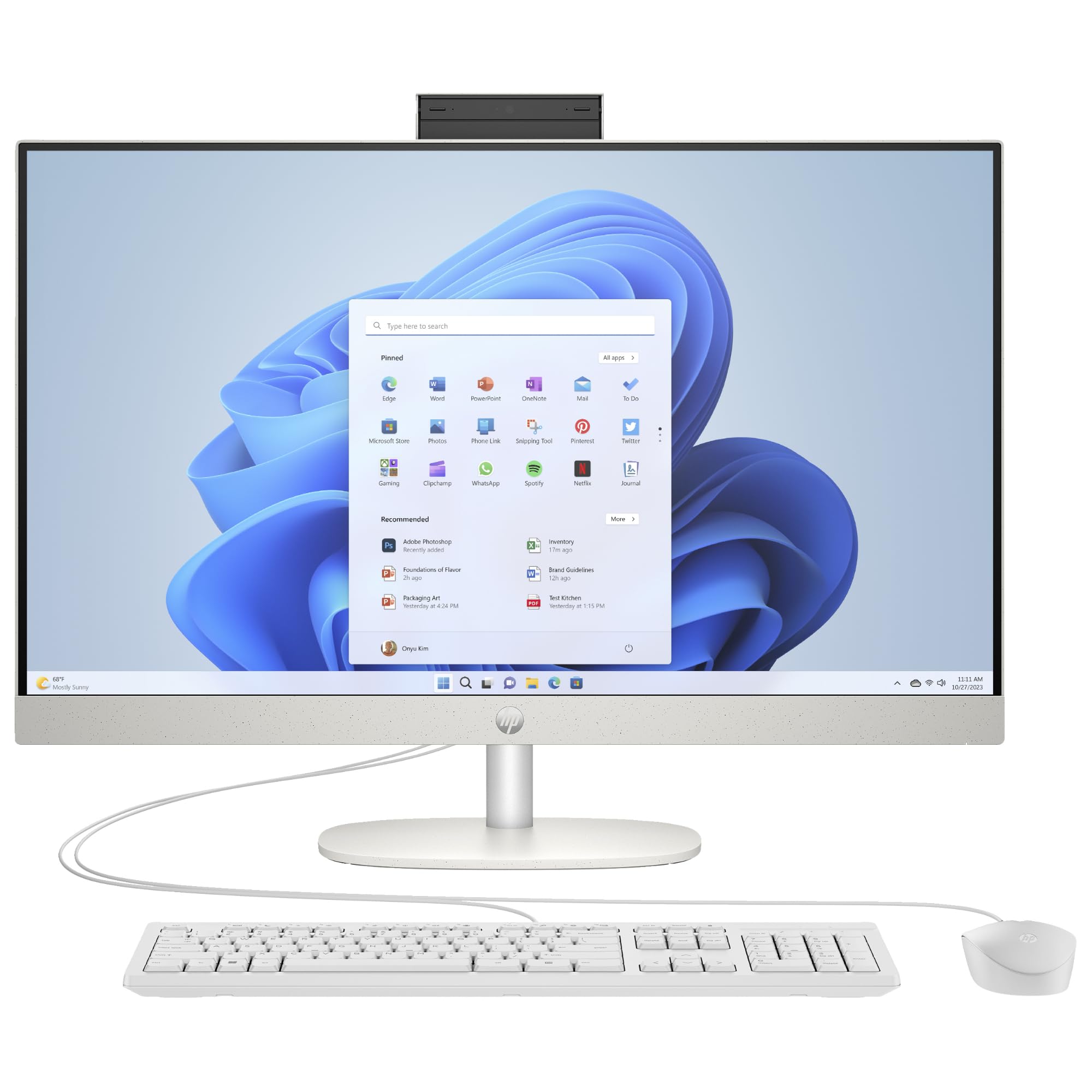 HP All-in-One PC HP 27-cr0655ng Weiß 27 Zoll Full HD IPS Ryzen 5 7520U 16