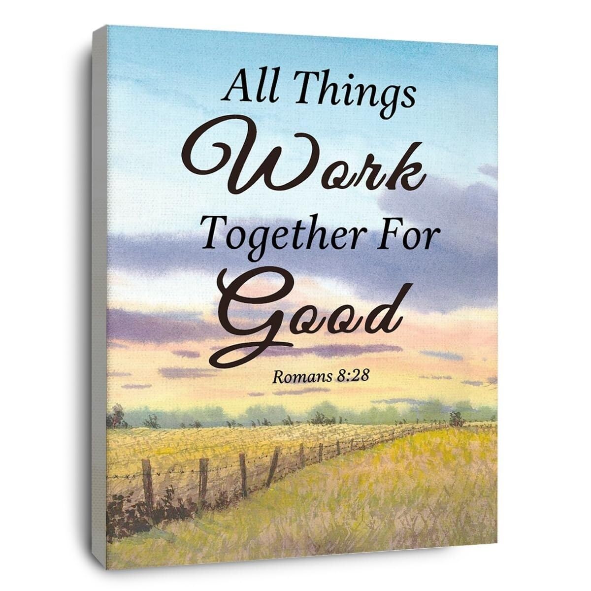 KCDFDVJFBM Encouragement & Sympathy Gift, Romans 8:28 Wall-Art, Christian Bereavement Present, Hope in Hard Times(Framed,16x24inch(40x60cm))