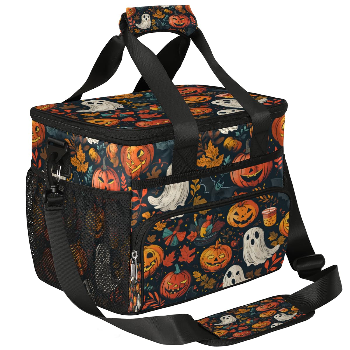 Insulated Picnic Backpack Lunch Box for Women Men Picnic Basket Tote Lunch Bag Picnic Bag Portable Lunch Bags for Picnic, Beach, Work, Trip,Office, Camp Halloween Pumpkins