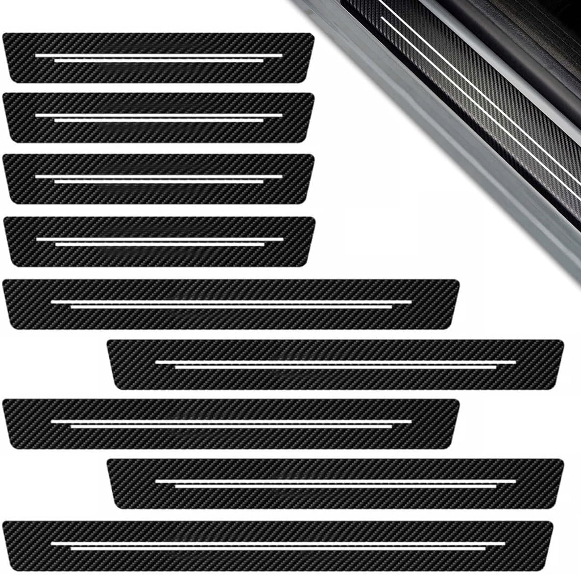QIZUN 9 Pcs Car Door Sill Protectors for MG MG4 EV XPower 2023 2024, Anti-Scratch Entry Guard Scuff Plate Set, Sporty Textured Black/Red,B