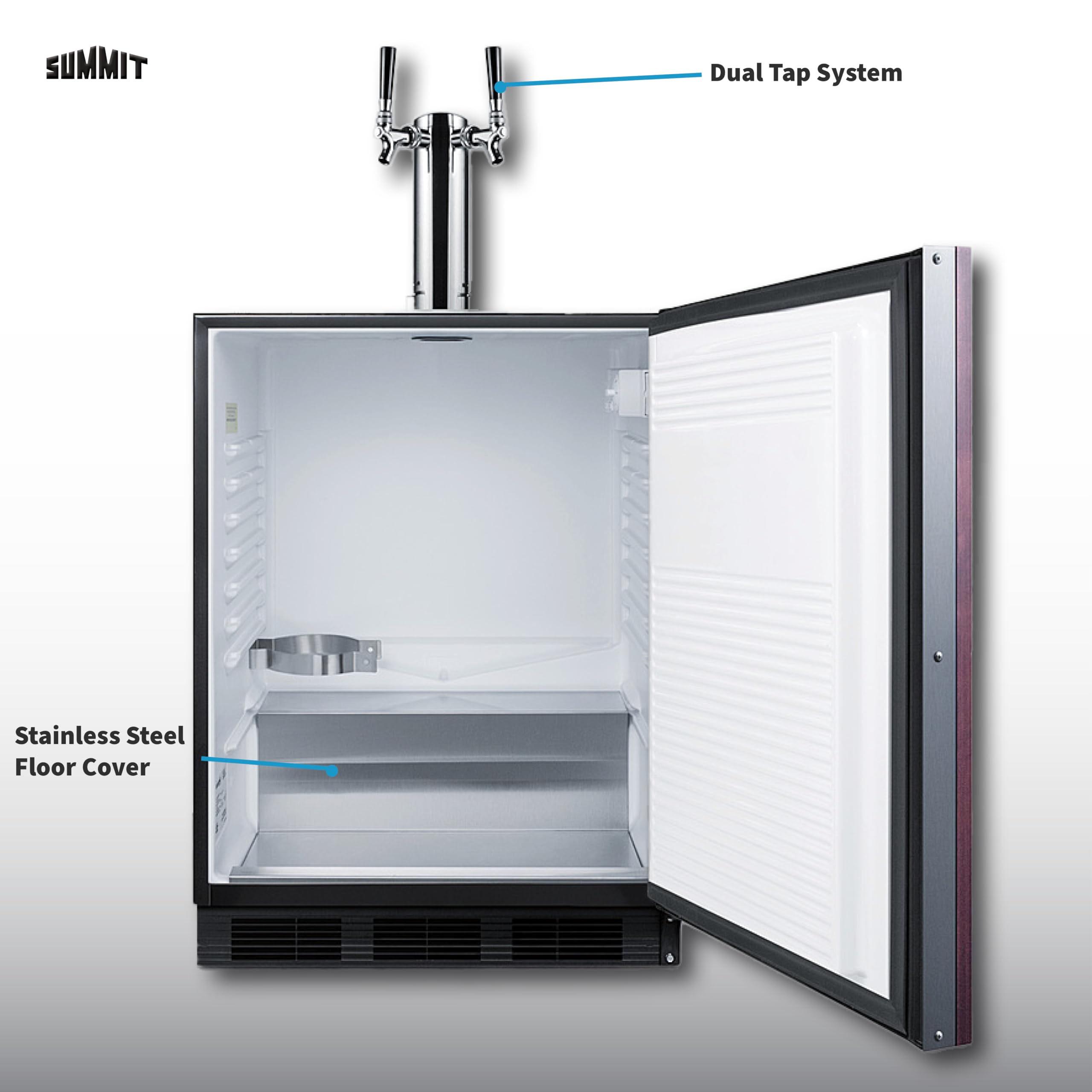 Summit 24" Undercounter Kegerator, Dual Tap Kit, ADA-Compliant, *Panel - Ready Sbc58blbiadaif *Panels Not Included on Fridge.com - View 3