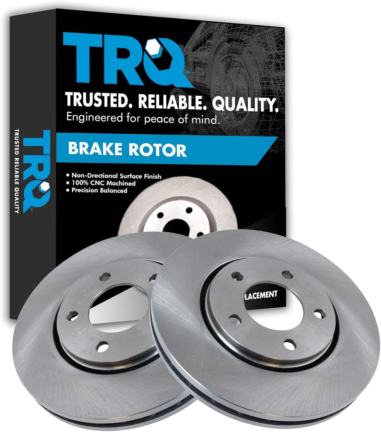 TRQ Front Brake Rotors Set Driver & Passenger Side Compatible with 2001-2007 Chrysler Town & Country 2001-2003 Voyager Dodge Caravan Grand Caravan