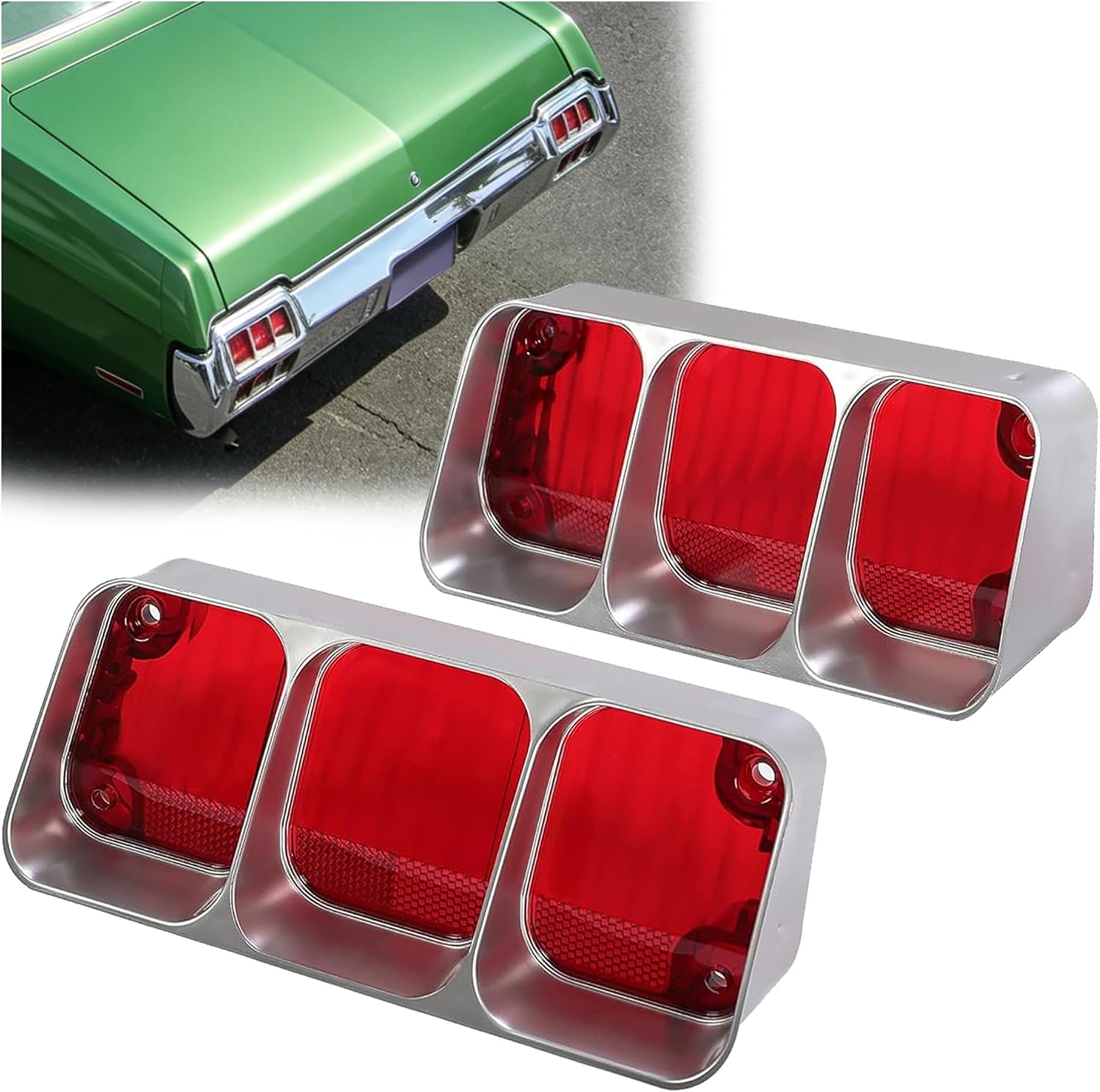 KUAFU Upper Tail Light Compatible with 1972 Oldsmobile Cutlass Supreme 442 Rear Taillights Brake Signal Lamp Halogen W/O Bulbs Red Lens Passenger and Driver Side