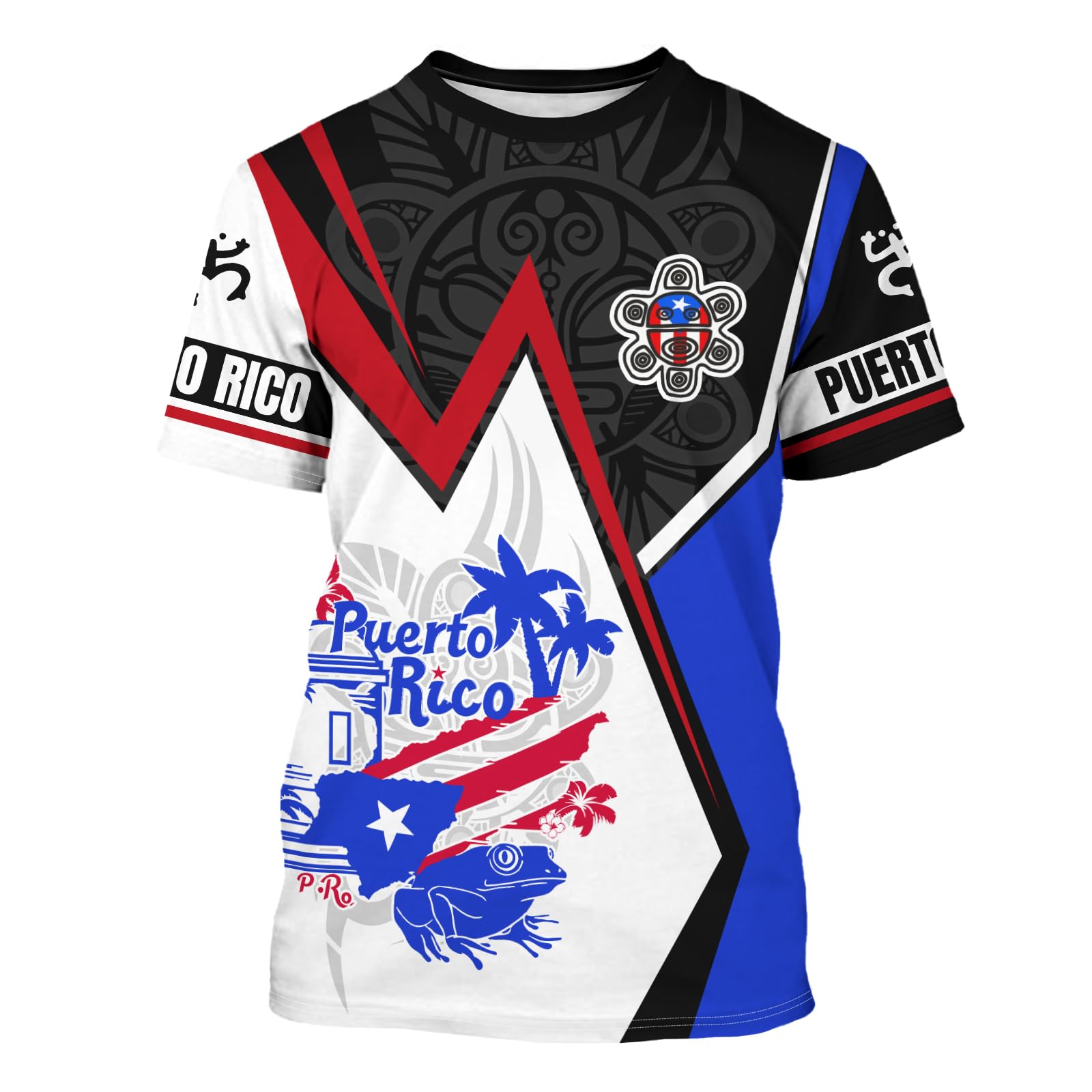 DFZ Puerto Rico Shirt 3D Fashion Classic Crewneck Short Sleeve Top Puerto Rico Jersey Unisex