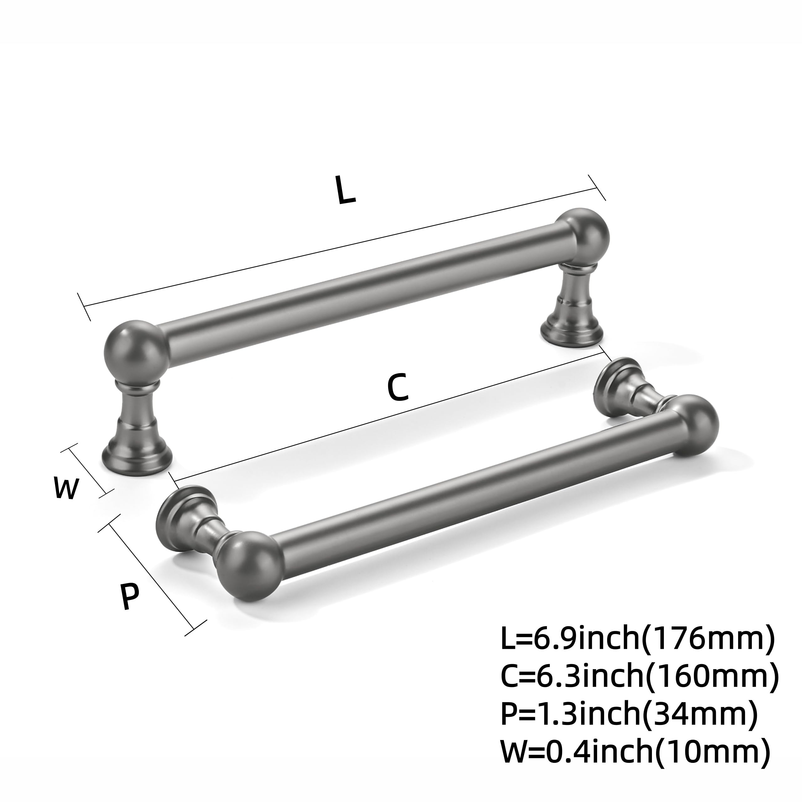 KHTUMEWARE-80309 Ash Gray Cabinet Pulls CTC 3 in (76 mm) 10-Pack in Ash Gray — KHTUMEWARE