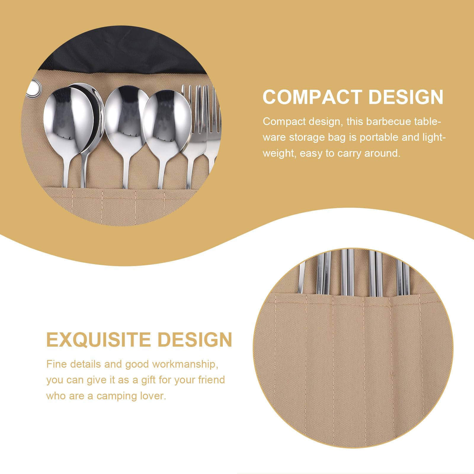 INOOMP Set Posate da Campeggio Portatile in Nylon Custodia Pieghevole, Utensili da Viaggio Multifunzionali per Picnic, Escursioni e Barbecue All'aperto, Stoviglie Leggere e Facili
