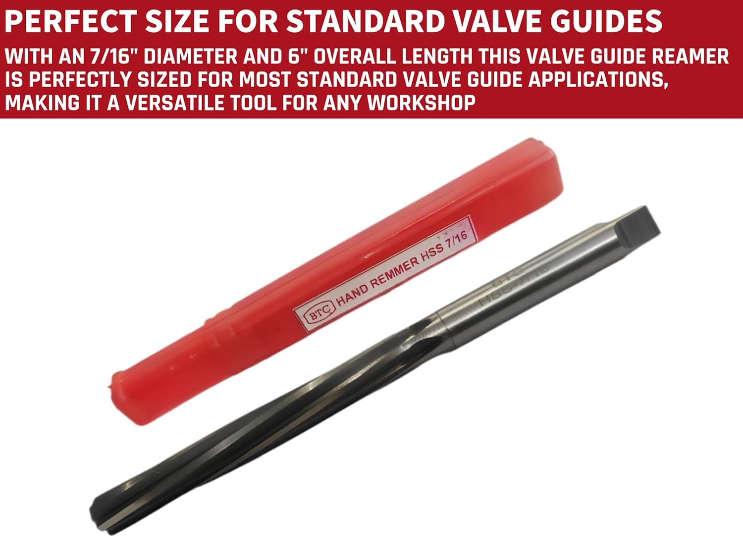HSS Valve Guide Reamer 7/16 inch Diameter, 6 inch Overall Length Spiral Flute Reamer Tool