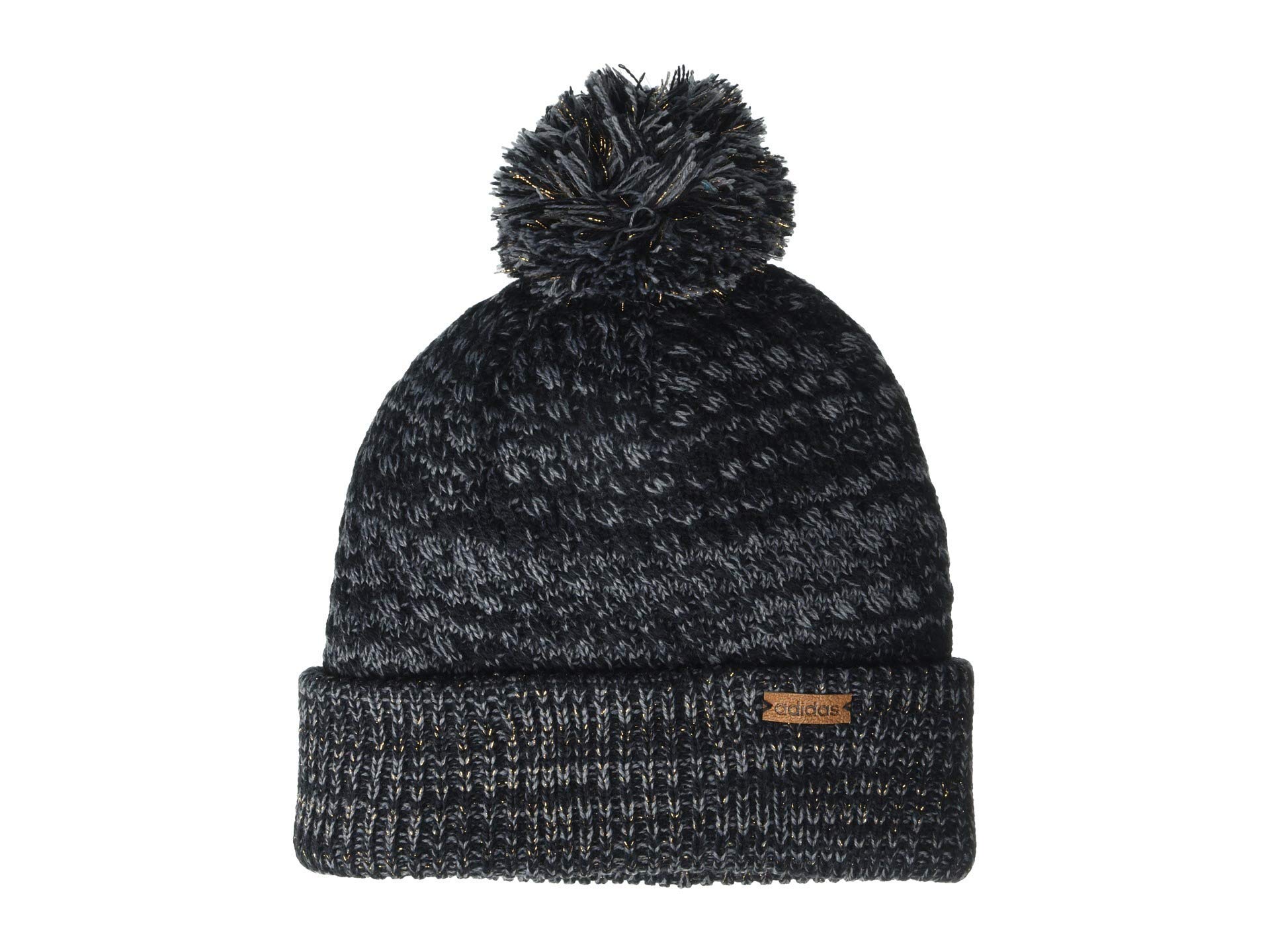 adidas womens Twilight II Lurex Ballie Pom Beanie, Black/Onix/Gold, One Size