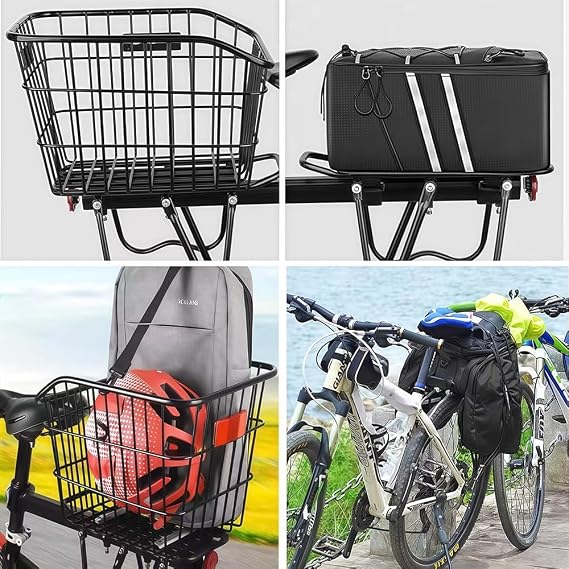 Rear Bike Rack for Bicycle, 110Lbs/50kgs Capacity Bike Luggage Rack with Reflective, Adjustable Quick Release Mountain Road Bicycle Cargo Rack