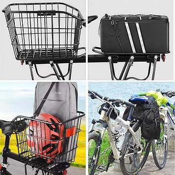Rear Bike Rack for Bicycle, 110Lbs/50kgs Capacity Bike Luggage Rack with Reflective, Adjustable Quick Release Mountain Road Bicycle Cargo Rack