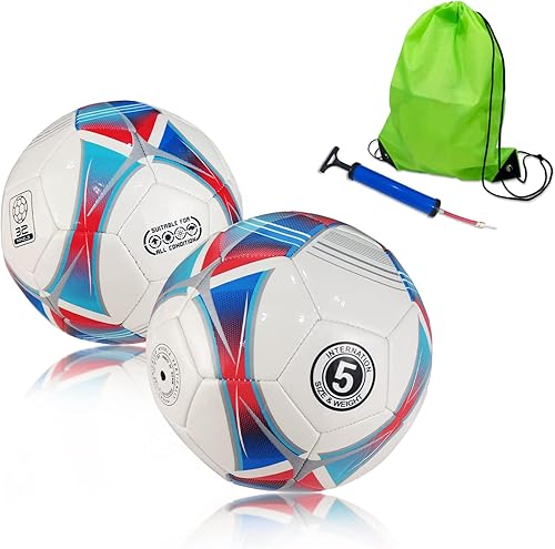 UUBEMM Juego de pelotas de fútbol deportivas con bomba y bolsa de transporte de regalo para principiantes, niños, jóvenes adolescentes, adultos,