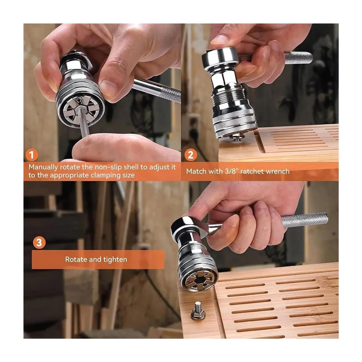Bigbibi Adattatore a bussola universale da 3 pezzi da 10-19 mm for chiave inglese da 3/8-3/4"