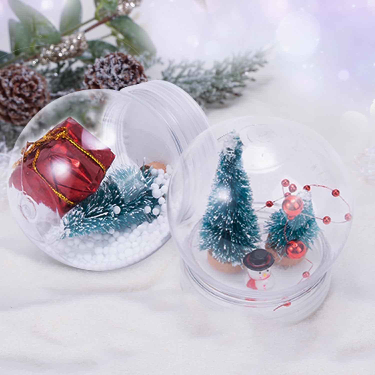 Auihiay 12PCS 3.6 Inch Plastic Snow Globe Clear Plastic Water Globe with Screw Off Cap for DIY Crafts Home Decoration